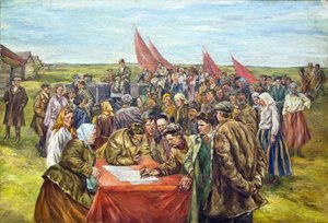 1930年代中期，签署政府债券。 作者 尼古拉·伊万诺维奇·舍斯塔科夫
