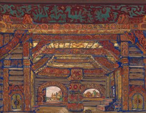 沙皇贝伦代宫。剧场剧《雪少女》的舞台设计，A。Ostrovsky，1912年 作者 尼古拉·康斯坦丁·诺维奇·罗里奇