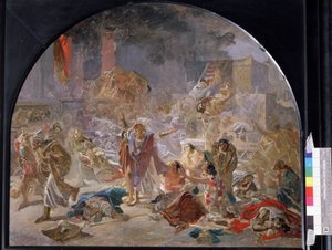 耶路撒冷圣殿的毁灭》。尼古拉-尼古拉耶维奇-盖（盖伊）（1831-1894 年）的画作，纸上水彩