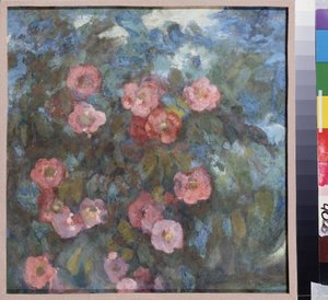 花束尼古拉-尼古拉耶维奇-萨普诺夫（Nikolai Nikolayevich Sapunov）（1880-1912 年）的作品，木板钢笔画，约 1910 年。俄罗斯艺术，20 世纪，新艺术。莫斯科罗斯托夫国家露天博物馆。