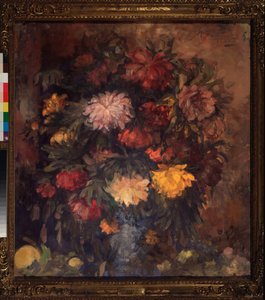 Les pivoines - Peonies - Oeuvre de Nikolai Nikolayevich Sapunov (Sapounov) (1880-1912)，通体钢笔画