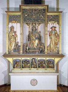 一组木制雕塑，来自Isenheim Altarpiece，c.1490（镀金木）