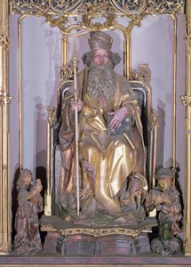 Isenheim Altarpiece，圣安东尼隐士圣安东尼的细节，c.1490金漆在木头上
