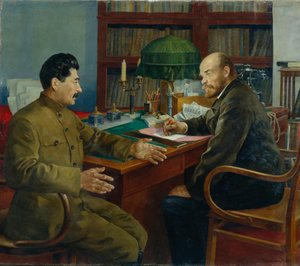 列宁和斯大林，1938年 作者 尼古拉·伊万诺维奇·谢斯托帕洛夫