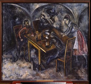 在小酒馆 - 尼古拉·弗拉基米罗维奇·辛祖博夫 (Nicolas Sinezouboff) (1891-1956) 的绘画，布面油画 作者 尼古拉·弗拉基米罗维奇·辛祖博夫