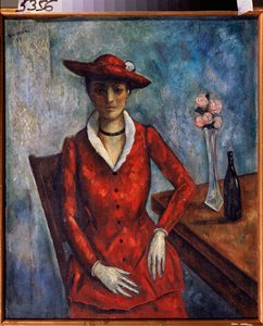红衣女人 - 尼古拉·弗拉基米罗维奇·辛祖博夫 (Nicolas Sinezouboff) (1891-1956) 绘画，布面油画 作者 尼古拉·弗拉基米罗维奇·辛祖博夫
