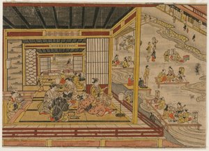 京都加茂河边的茶馆，1740年代。