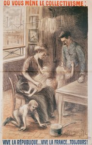 工厂工人之家，选举海报，1909年彩色光刻