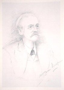 阿瑟-詹姆斯-贝尔福爵士（1848-1930）的画像，来自于一本关于协约的相册。 作者 诺埃尔·多维尔（Noel Dorville）