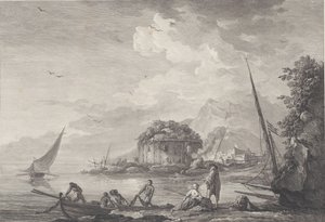 尼西达岛的维纳斯神庙遗迹，靠近G...上的Pouzzol，1761年。 作者 NoëlLe Mire
