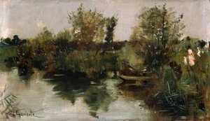 N.Goeneutte，田园诗般的河景观