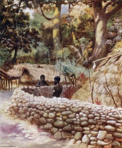 酋长之家，安布林，新赫布里底群岛（彩色石版画） 作者 诺曼·哈迪