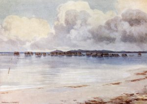 Marine Village, Tupusuli, British New Guinea (colour litho)