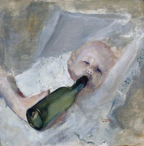 拿奶瓶的婴儿（布面油画）