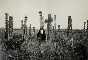 在智利Araucano的cemeterium祈祷（明胶银印） 作者 或W. Heffer