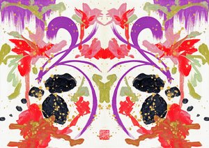 禅橙紫花 1, 2021（布面丙烯，数字） 作者 傅维仪