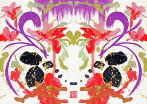 禅橙紫花 2，2021 年（布面丙烯，数码） 作者 傅维仪