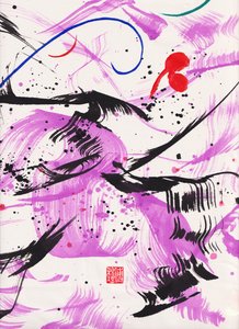 禅意紫色摇篮曲水墨抽象2, 2020（宣纸设色） 作者 傅维仪