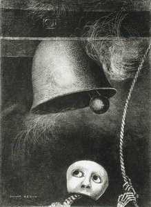 面具响起丧钟。系列：埃德加·坡（Edgar Poe），1882年 作者 奥迪隆·雷顿（Odilon Redon）