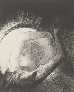一个穿着太阳的女人，1899年（打印） 作者 奥迪隆·雷顿（Odilon Redon）
