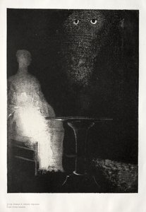 在下方，我看到了人形的虚无轮廓 作者 奥迪隆·雷顿（Odilon Redon）