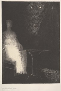 在下面，我看到了1896年人类形态的蒸气状轮廓。 作者 奥迪隆·雷顿（Odilon Redon）