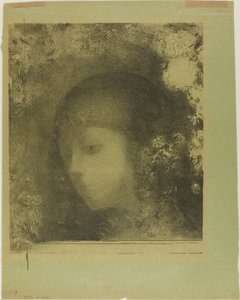 带花的儿童头像 作者 奥迪隆·雷顿（Odilon Redon）