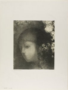 带花的儿童头像 作者 奥迪隆·雷顿（Odilon Redon）