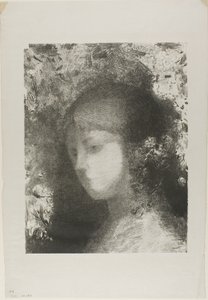 带花的儿童头像 作者 奥迪隆·雷顿（Odilon Redon）