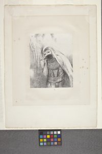 她从胸前掏出一块黑色海绵...(石版画，贴花纸） 作者 奥迪隆·雷顿（Odilon Redon）
