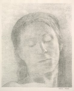 闭上眼睛，1890年。 作者 奥迪隆·雷顿（Odilon Redon）