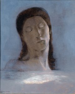 闭上眼睛——纸板上的油 作者 奥迪隆·雷顿（Odilon Redon）