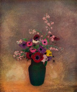 绿色花瓶中的花朵，c1910 作者 奥迪隆·雷顿（Odilon Redon）
