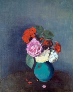 鲜花 康乃馨花束。 Odilon Redon (1840-1916) 1900 年作画。 0,46x0,38 m 里昂，Musee des Beaux Arts - 鲜花 - 康乃馨花束。 奥迪隆·雷东 (Odilon Redon) 的绘画 (1840-1916) 作者 奥迪隆·雷顿（Odilon Redon）