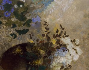 黑色花瓶中的花朵，约1909-10年 作者 奥迪隆·雷顿（Odilon Redon）