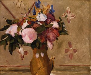 花瓶中的花朵，塞尚的画作，约于1886年复制 作者 奥迪隆·雷顿（Odilon Redon）