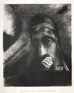 向戈雅致敬：我在梦中看到天空中的神秘面孔，1885年。 作者 奥迪隆·雷顿（Odilon Redon）