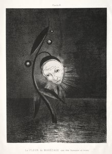 向戈雅致敬：沼泽花，悲伤的人头，1885年。 作者 奥迪隆·雷顿（Odilon Redon）