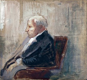 Homme assis (Seated Man) - Peinture de Odilon Redon (1840-1916), huile sur carton (21,9x23,5 cm), vers 1910 - MOMA (Museum of Modern Art), New York (USA) 作者 奥迪隆·雷顿（Odilon Redon）