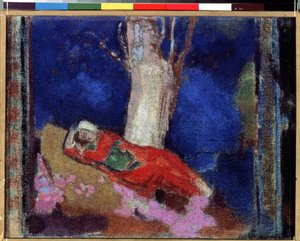 "躺在树下的女人》（Jeune femme etendue sous un arbre），奥迪隆-雷东（1840-1916 年）绘画，1900-1901 年，水粉和蛋彩画。纳比斯。圣彼得堡冬宫博物馆（圣彼得堡） 作者 奥迪隆·雷顿（Odilon Redon）