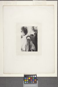 老太婆：“你怕什么？” （石版画在中国贴花纸上） 作者 奥迪隆·雷顿（Odilon Redon）
