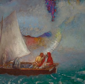 La Voile Grise, c.1900-05 (布面油画) 作者 奥迪隆·雷顿（Odilon Redon）