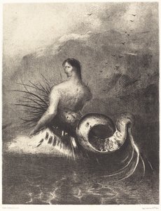 塞壬身披倒刺，从波涛中现身 作者 奥迪隆·雷顿（Odilon Redon）