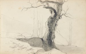 素描本中的页面，“巴斯克人的乡村” 作者 奥迪隆·雷顿（Odilon Redon）