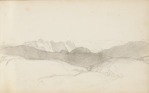 素描本的页，“巴斯克地区”，1862-63年 作者 奥迪隆·雷顿（Odilon Redon）