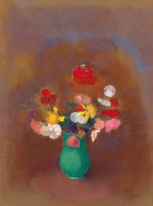 绿色花瓶中的罂粟；插在绿色花瓶里的罂粟花，约1910年 作者 奥迪隆·雷顿（Odilon Redon）