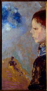 Ari Redon（1889-1972）在海洋通道上的肖像（艺术家的儿子）。 奥迪隆·雷东 (Odilon Redon) 的绘画 (1840-1916) 作者 奥迪隆·雷顿（Odilon Redon）