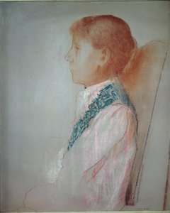 奥迪隆·雷东夫人的肖像 - 粉彩 作者 奥迪隆·雷顿（Odilon Redon）