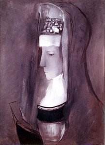 布列塔尼妇女的形象（板上油画） 作者 奥迪隆·雷顿（Odilon Redon）