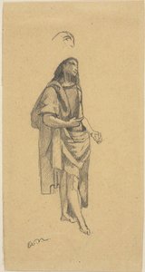 施洗者圣约翰，附头部素描 作者 奥迪隆·雷顿（Odilon Redon）